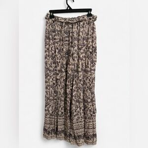 Angie Cream and Black Floral Straight Leg Pants